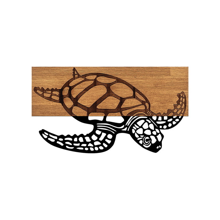 Wallity Caretta Caretta - 314 Escultura de Pared de Madera y Metal en Negro y Nogal Wallity Caretta Caretta - 314 Escultura de Pared de Madera y Metal en Negro y Nogal